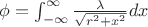 $\phi=\int_{-\infty}^{\infty} \frac{\lambda}{\sqrt{r^2+x^2}}dx $