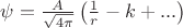 $\psi=\frac{A}{\sqrt{4\pi}}\left(\frac{1}{r}-k+...\right)$