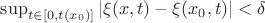$\sup_{t\in[0,t(x_0)]}|\xi(x,t)-\xi(x_0,t)|<\delta$