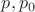 $p,p_0$ $p,p_0$
