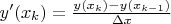 $y'(x_k)=\frac{y(x_{k})-y(x_{k-1})}{\Delta x}$