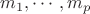 $m_1,\cdots,m_p$