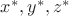 $x^{\ast},y^{\ast},z^{\ast}$