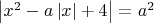 $\left| {{x^2} - a\left| x \right| + 4} \right| = {a^2}$