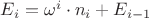 $E_i = \omega^i \cdot n_i + E_{i-1}$