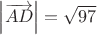 $\left| \overrightarrow{AD} \right| = \sqrt{97} $