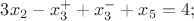$3x_2-   x_3^ ++ x_3^- +     x_5=4;