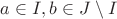 $a \in I, b \in J \setminus I$
