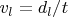 $ v_{l}=d_{l}/t $