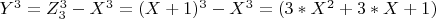 $ Y^3=Z_3^3-X^3=(X+1)^3-X^3=(3*X^2+3*X+1) $