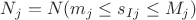 $N_j = N(m_j \leq s_{Ij} \leq M_j)$