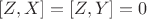 $[Z,X]=[Z,Y]=0$