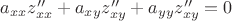 $a_{xx} z''_{xx}+a_{xy} z''_{xy}+a_{yy}z''_{xy}=0$