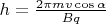 $h= \frac{ 2 \pi m v \cos \alpha}{B q}$