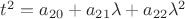 $t^2=a_{20}+a_{21}\lambda+a_{22}\lambda^2$