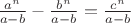 $\frac{a^n}{a-b} - \frac{b^n}{a-b}=\frac{c^n}{a-b}$