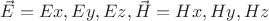 $\vec E = Ex,Ey,Ez, \vec H = Hx,Hy,Hz$