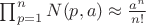 $\prod_{p=1}^n N(p,a) \approx \frac {a^n} {n!}$