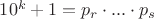 $10^k+1=p_r\cdot...\cdot p_s$