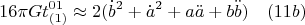 $$16{\pi}Gt^{01}_{(1)}\approx2(\dot{b}^2+\dot{a}^2+a\ddot{a}+b\ddot{b}) \quad(11b)$$