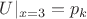 $U|_{x=3}=p_k$