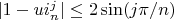 $\lvert 1-u i_n^j \rvert \le 2 \sin(j \pi/n)$