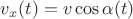 $v_x(t)=v\cos\alpha(t)$