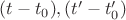 $(t-t_0), (t'-t_0')$