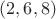 $(2, 6, 8)$