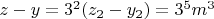 $z-y=3^2(z_2-y_2)=3^5m^3$