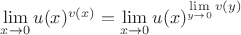 $\lim\limits_{x\to 0}u(x)^{v(x)}=\lim\limits_{x\to 0}u(x)^{\lim\limits_{y\to 0}v(y)}$