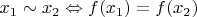 $x_1 \sim x_2 \Leftrightarrow f(x_1)=f(x_2)$