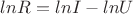 $lnR=lnI-lnU$