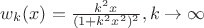 $w_k (x) = \frac{k^2 x}{(1+k^2 x^2)^2}, k\to\infty$