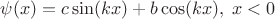 $\psi(x) = c \sin (kx) + b \cos (kx), \; x<0$