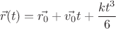 $$\vec{r}(t) = \vec{r_0}+\vec{v_0}t+\frac{kt^3}{6} $$