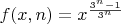 $f(x,n)=x^{\frac{3^n-1}{3^n}}$