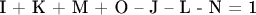 I + K + M + O &ndash; J &ndash; L - N = 1