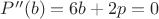 $P''(b)=6b+2p=0$