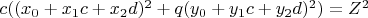 $c ((x_0+x_1 c+x_2 d)^2+ q(y_0+y_1 c+y_2 d)^2)=Z^2$