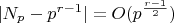 $|N_p-p^{r-1}|=O(p^{\frac{r-1}{2}})$