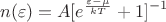 $$n( \varepsilon) = A[e^{\frac{\varepsilon - \mu}{kT}} + 1]^{-1}$$