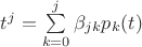 $t^j=\sum\limits_{k=0}^{j}\beta_{jk}p_k(t)$