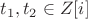 $t_1, t_2 \in Z[i]$