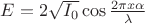 $E=2 \sqrt{I_0} \cos \frac{2\pi x \alpha}{\lambda}$ $E=2 \sqrt{I_0} \cos \frac{2\pi x \alpha}{\lambda}$