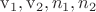 $\mathrm{v_1,v_2}, n_1, n_2