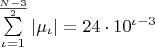 $\sum\limits_{\iota=1}^{\frac{N-3}2}|\mu_\iota|=24\cdot10^{\iota-3}$