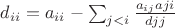 $d_{ii} = a_{ii} - \sum_{j<i}\frac{a_{ij}a{ji}}{d{jj}}$