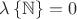 $\lambda\left\lbrace \mathbb{N} \right\rbrace=0$