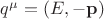 $q^{\mu} = (E,-\mathbf{p})$